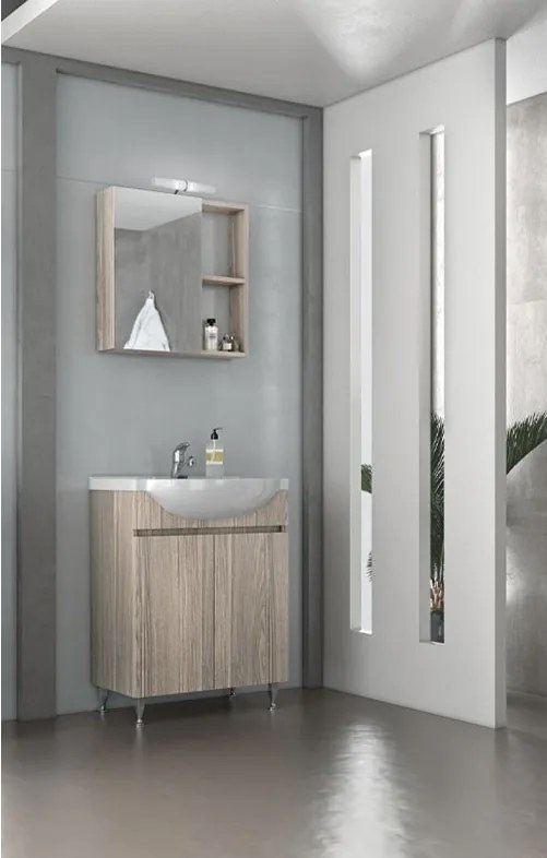 DROP Σετ επιδαπέδιου επίπλου μπάνιου, Alfa 65, Silver Gray, Drop DROP986631