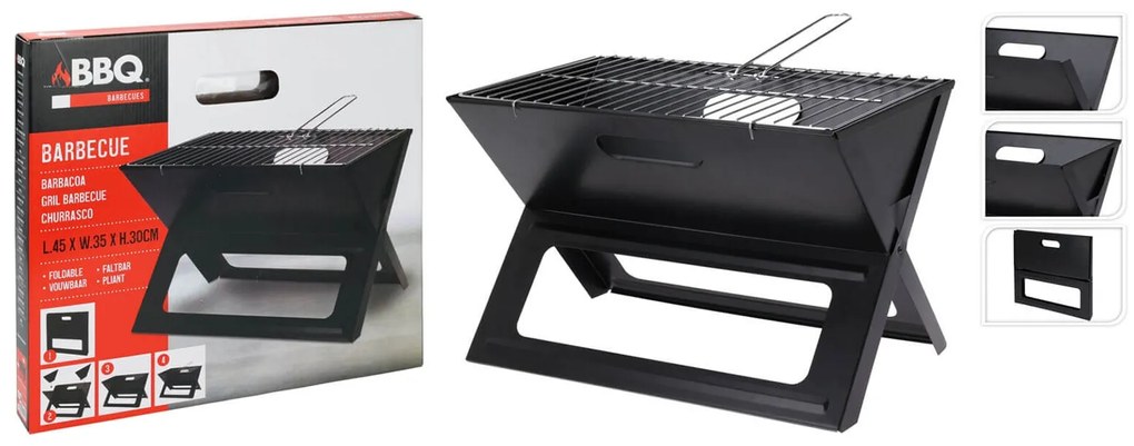 Αναδιπλούμενη Ψησταριά BBQ κάρβουνου με διαστάσεις 45x35x30cm
