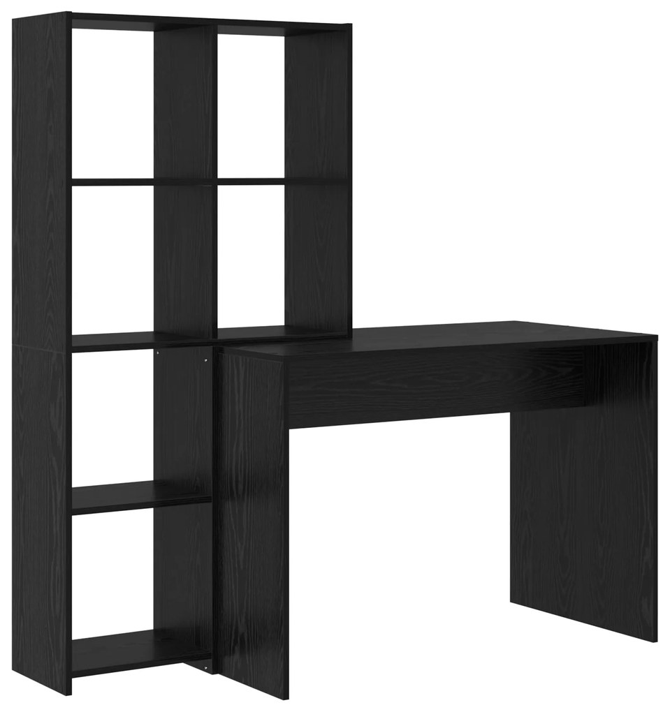 vidaXL Γραφείο Μαύρη δρυς 138.5 x 55 x 143 εκ Επεξεργασμένο ξύλο