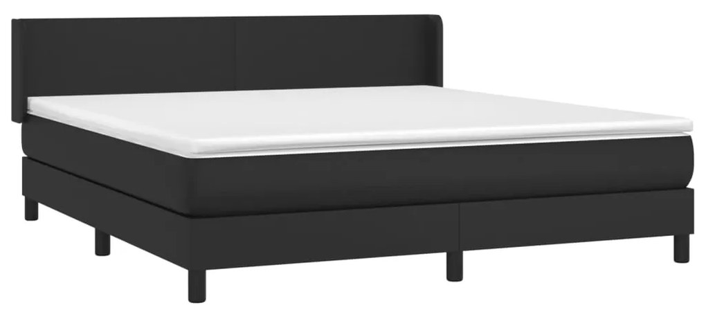 Κρεβάτι Boxspring με Στρώμα Μαύρο 160x200εκ.από Συνθετικό Δέρμα - Μαύρο