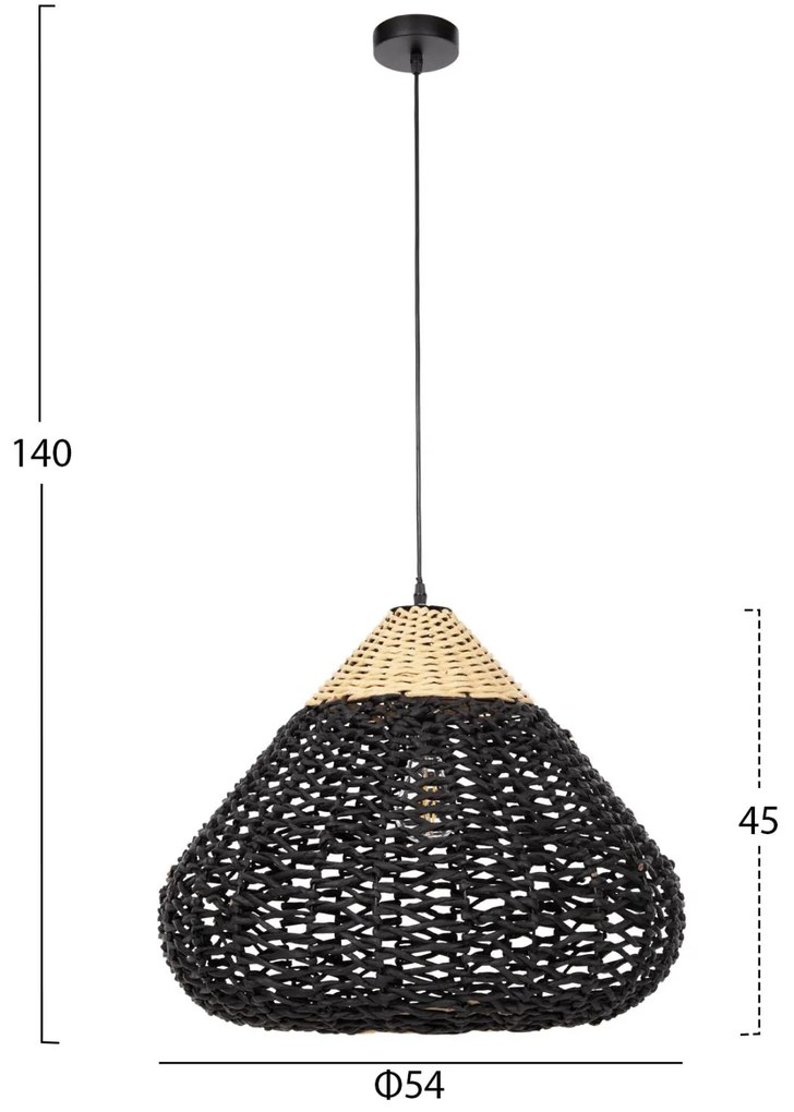 Φωτιστικό Οροφής C4346 Paper Rope Μπέζ και Μαύρο Φ55,5x44Υεκ. 55.5x55.5x140 εκ.