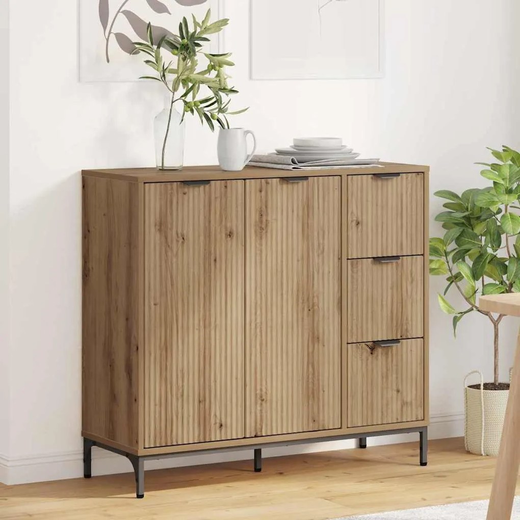 vidaXL Πλαϊνό γραφείο με συρτάρι artisan δρυς 89.5 x 33 x 82 εκ.