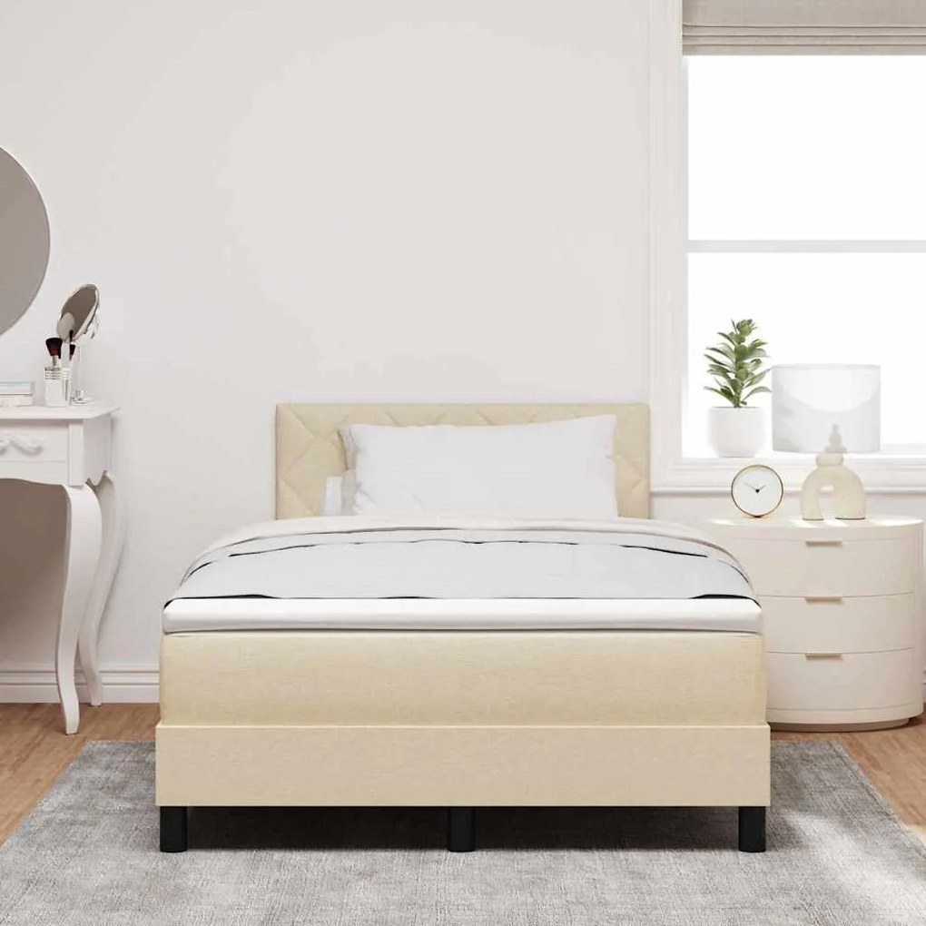 vidaXL Κρεβάτι με ελατήρια με στρώμα Κρεμ 120 x 200 cm ύφασμα