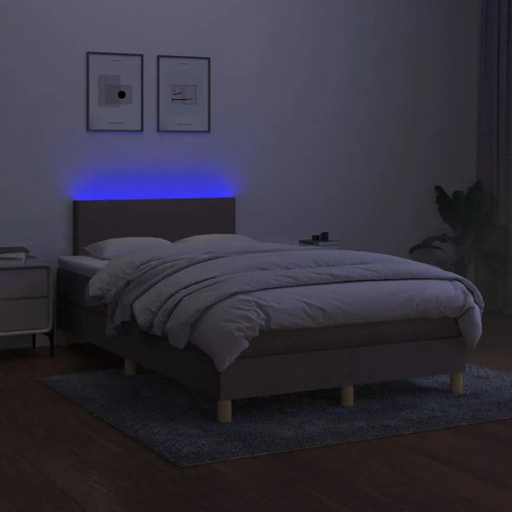 ΚΡΕΒΑΤΙ BOXSPRING ΜΕ ΣΤΡΩΜΑ &amp; LED TAUPE 120X190 ΕΚ. ΥΦΑΣΜΑΤΙΝΟ 3270078