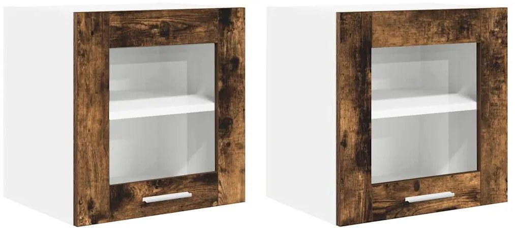 vidaXL Κρεμαστό ντουλάπι με πόρτα 2 pcs Καπνιστό Δρύς 40 x 31 x 40 εκ.