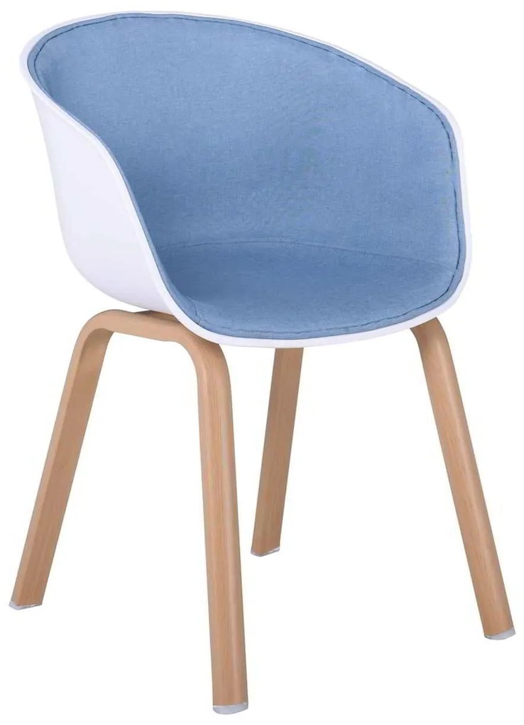 πολυθρόνα Steel OPTIM Φυσικό/ PP Άσπρο/Ύφασμα Μπλε 54x51x79cm (Σετ 4 ΤΕΜ)