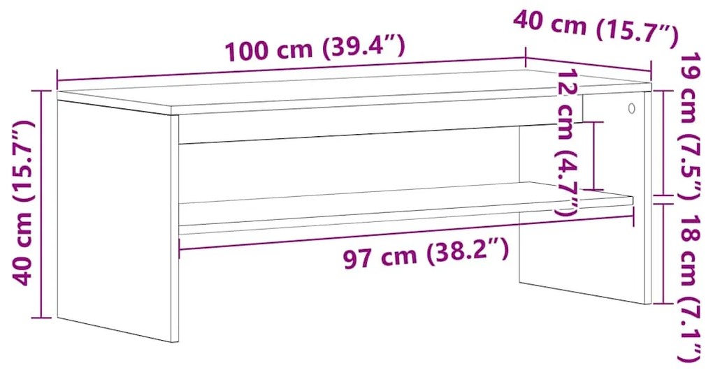 Έπιπλο Τηλεόρασης Καπνιστή Δρυς 100 x 40 x 40 εκ. Επεξ. Ξύλο - Καφέ