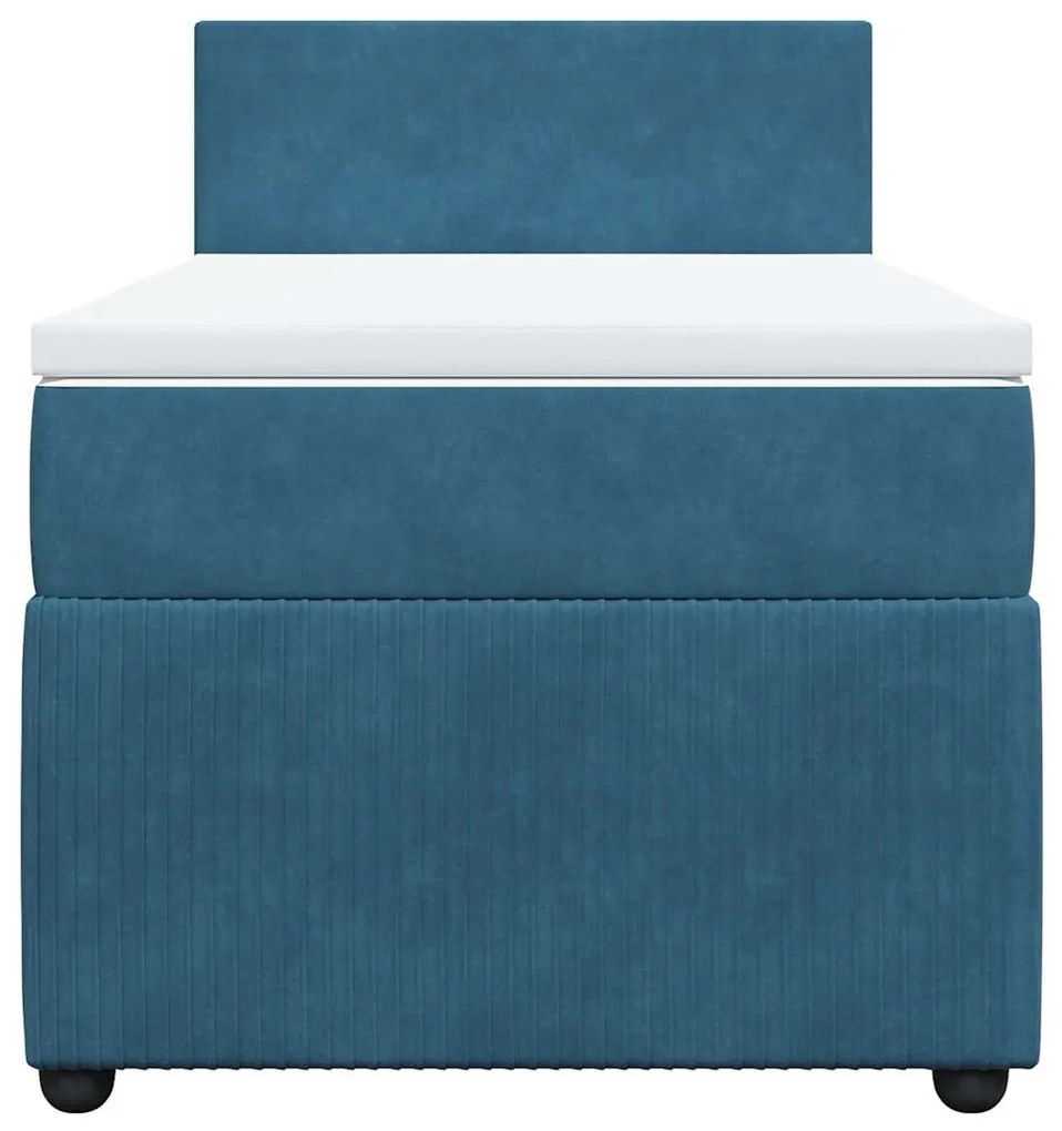 vidaXL Κρεβάτι Boxspring με Στρώμα Μπλε 100x200 εκ. Βελούδινο
