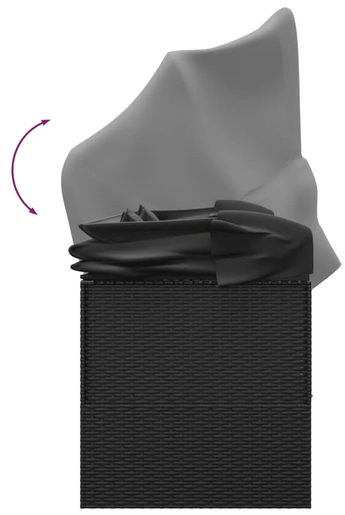 vidaXL Καναπές Εξωτερικού Χώρου Μαύρο Συνθετικό Ρατάν Οροφή&Μαξιλάρια