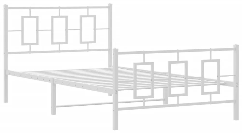 Πλαίσιο Κρεβατιού με Κεφαλάρι/Ποδαρικό Λευκό 107x203 εκ Μέταλλο - Λευκό