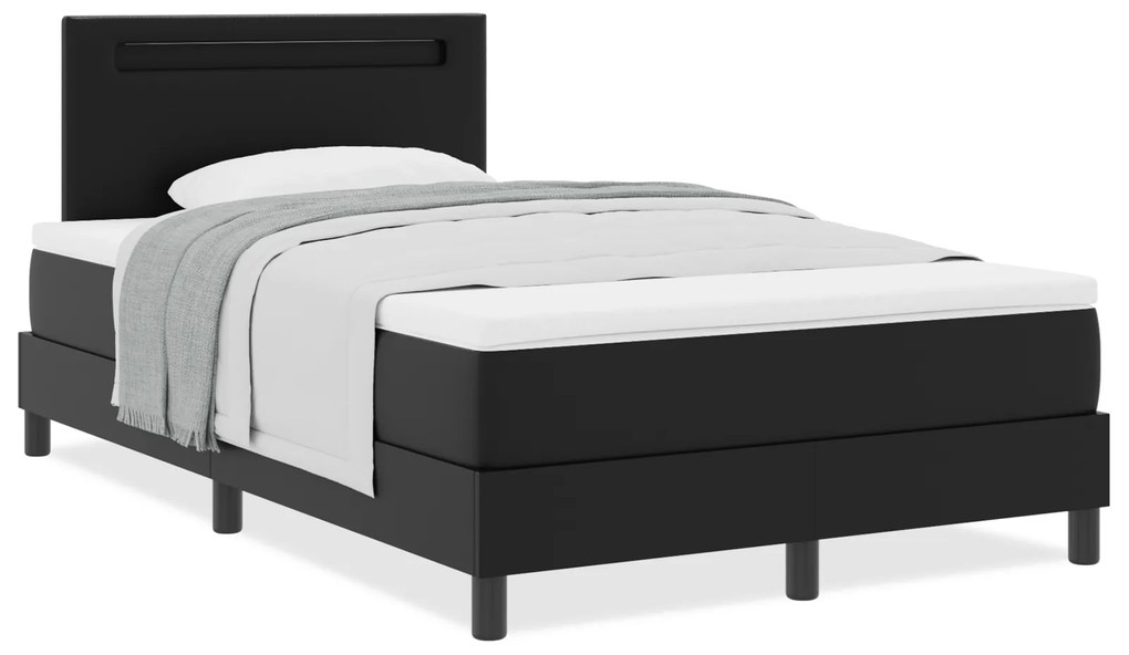 vidaXL Κρεβάτι με ελατήριο και στρώμα Μαύρο 120x200 εκ Δερματίνης