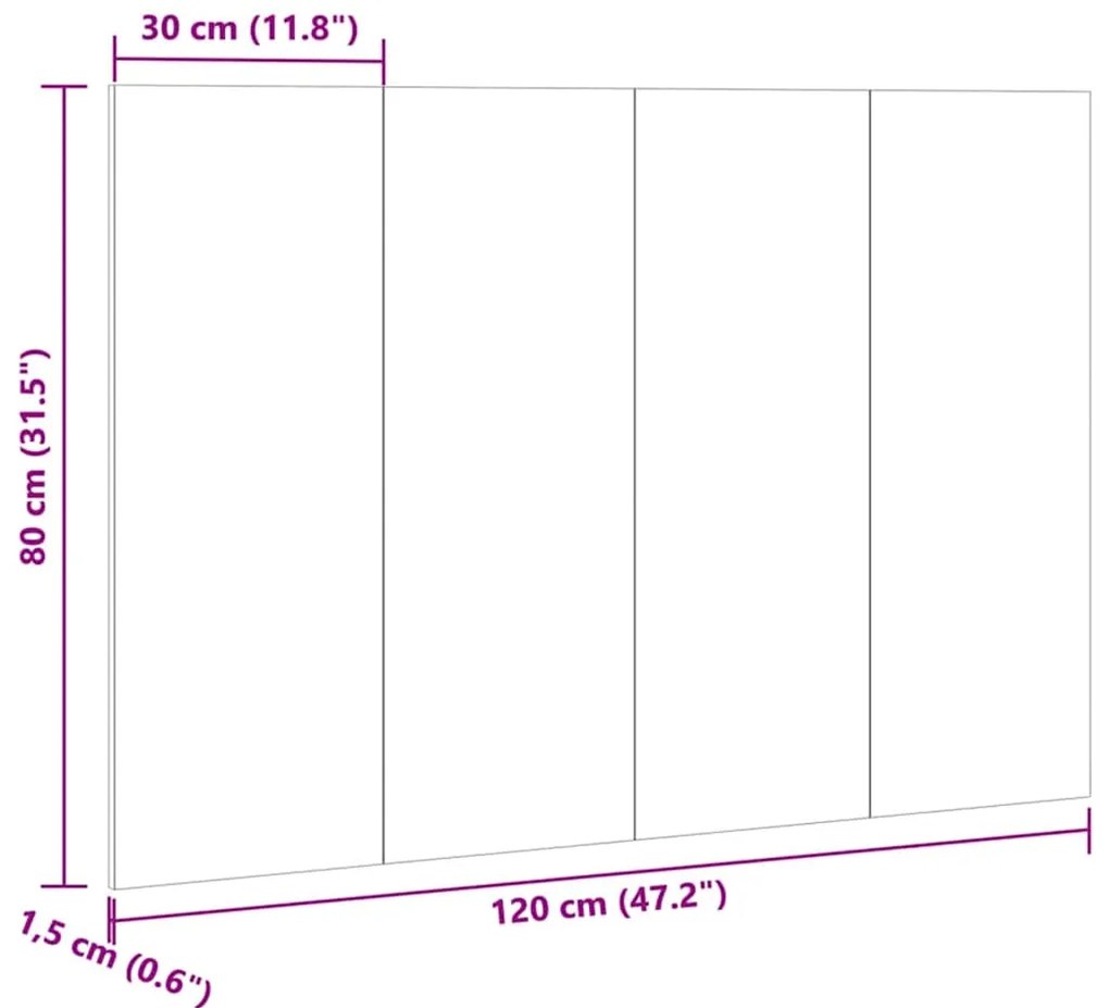 vidaXL Κεφαλάρι κρεβατιού Δρυς τεχνίτης 120x1,5x80 cm