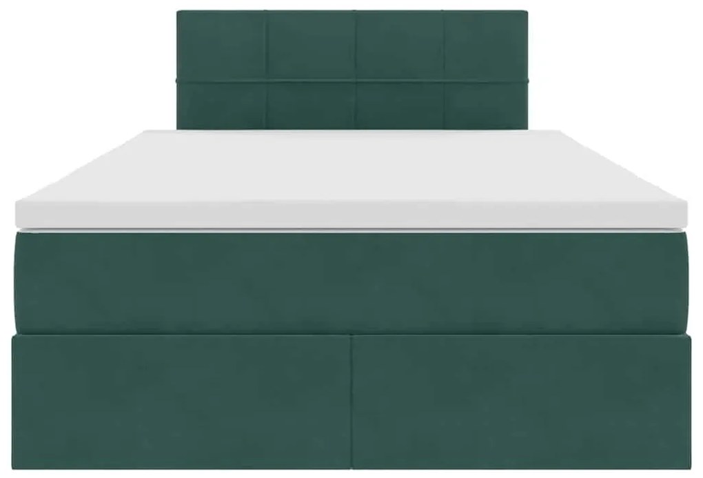 vidaXL Κρεβάτι με αποθηκευτικό χώρο και LED με στρώμα Σκούρο Πράσινο