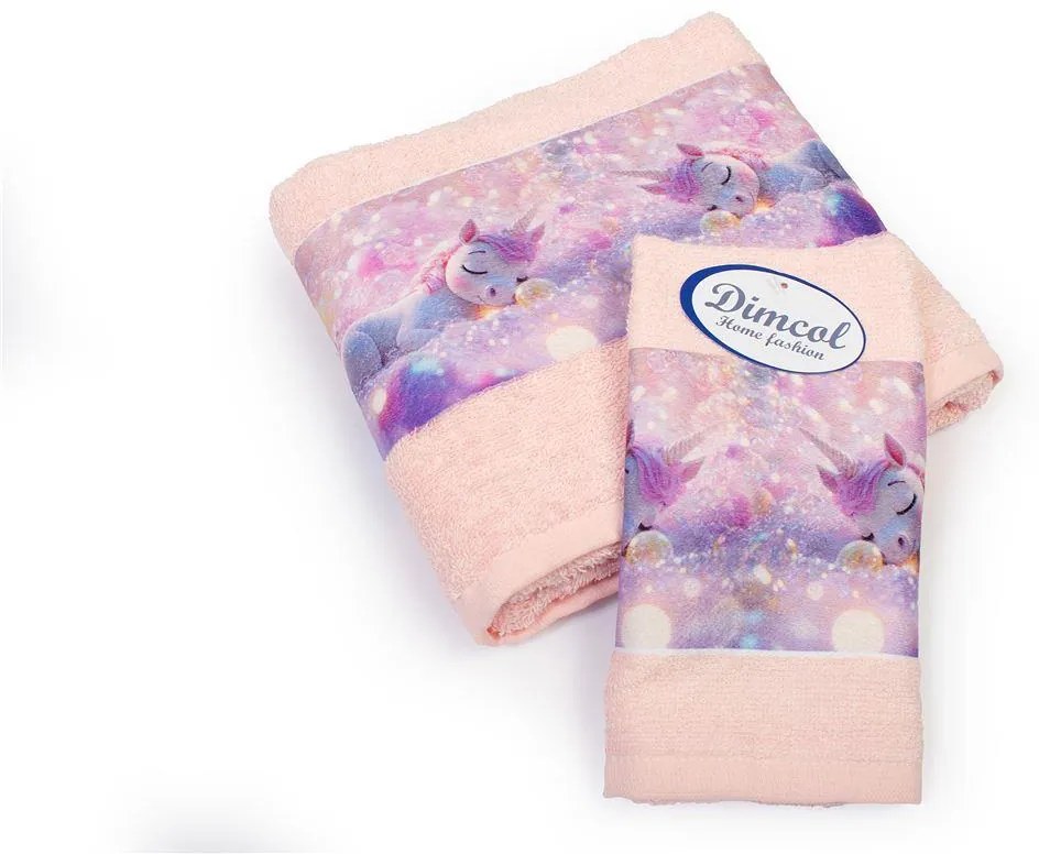 Σετ Πετσέτες 2τμχ Μπεμπέ Βαμβακερές Dreaming Unicorn 320 Pink DimCol
