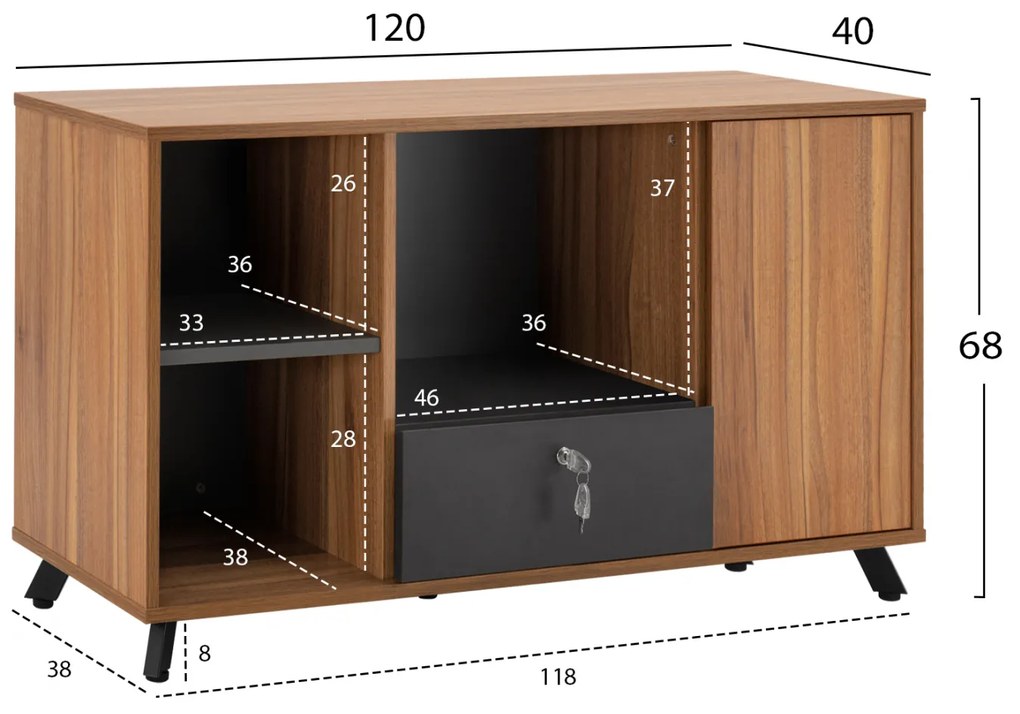 ΝΤΟΥΛΑΠΙ ΕΠΑΓΓΕΛΜΑΤΙΚΟ ΓΡΑΦΕΙΟΥ SUPREME HM2375 120X40X68Y εκ.