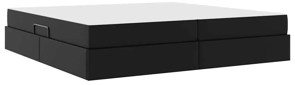vidaXL Κρεβάτι με αποθηκευτικό χώρο και στρώμα 2 pcs Μαύρο Δέρμα