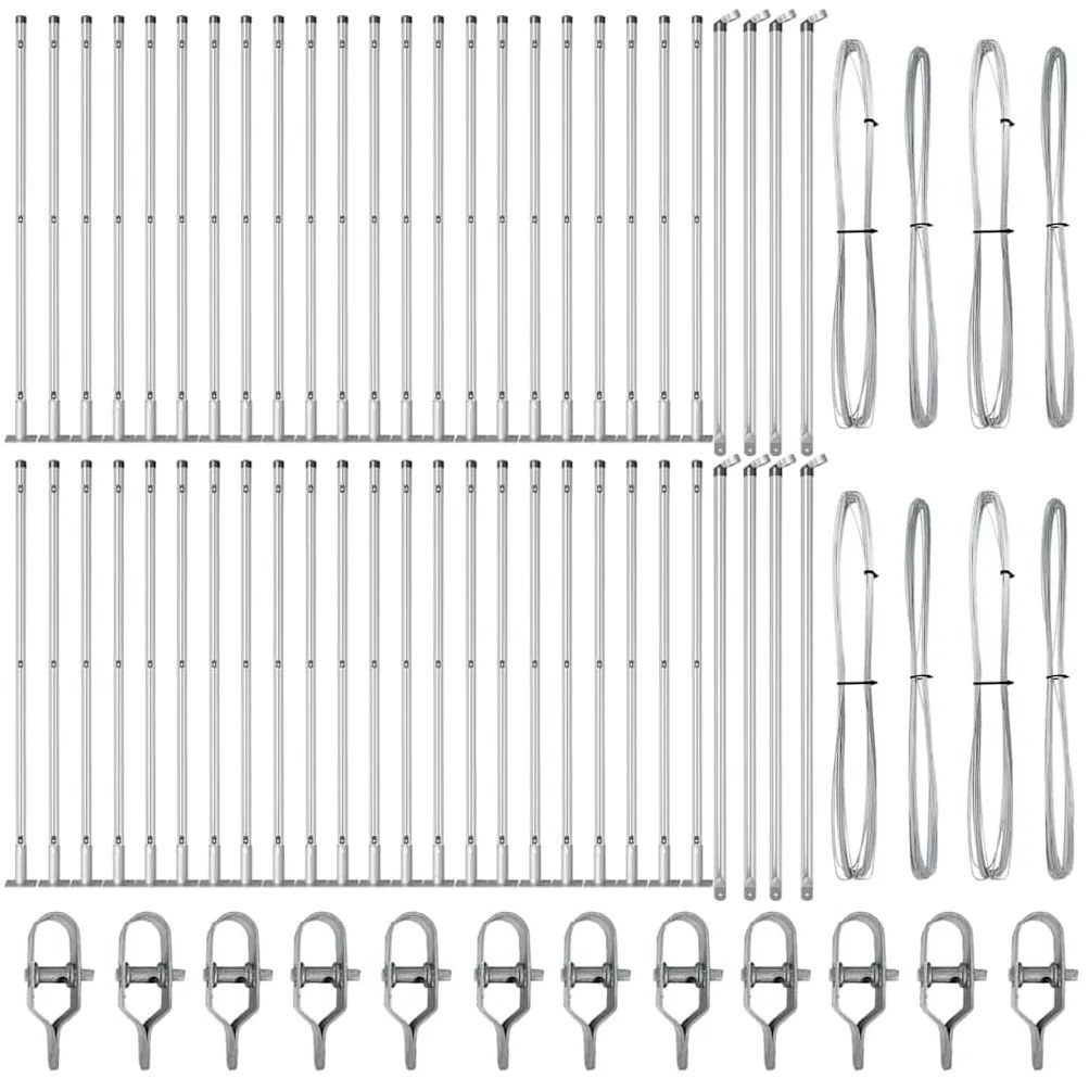 vidaXL Στύλος Περιφράξεων 52 pcs Ασημί Μέγεθος: 3.2 x 3.2 x 50 εκ.