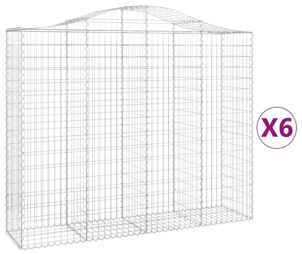 vidaXL Συρματοκιβώτια Τοξωτά 6 τεμ. 200x50x160/180 εκ. Γαλβαν. Ατσάλι