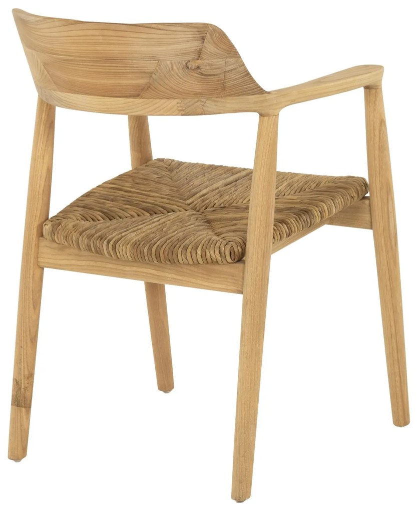 Καρέκλα-Πολυθρόνα KINGSLEY2 Ξύλο Teak και κάθισμα Ψάθα 58x53x79εκ. 58x53x79 εκ.
