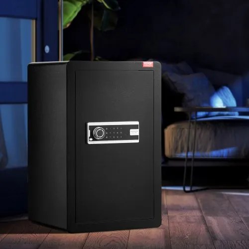 VEVOR Single Door 4.0 cu.ft Safe Box with Key Lock &amp; Password LED Light Black