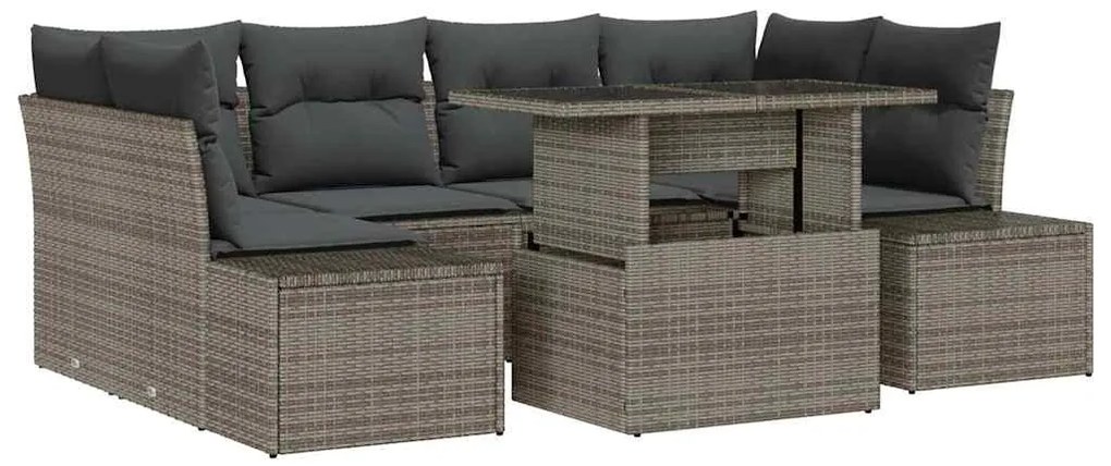 vidaXL Σετ Καναπέ Κήπου με μαξιλάρι 7 pcs Γκρι 100 x 55 x 73 εκ