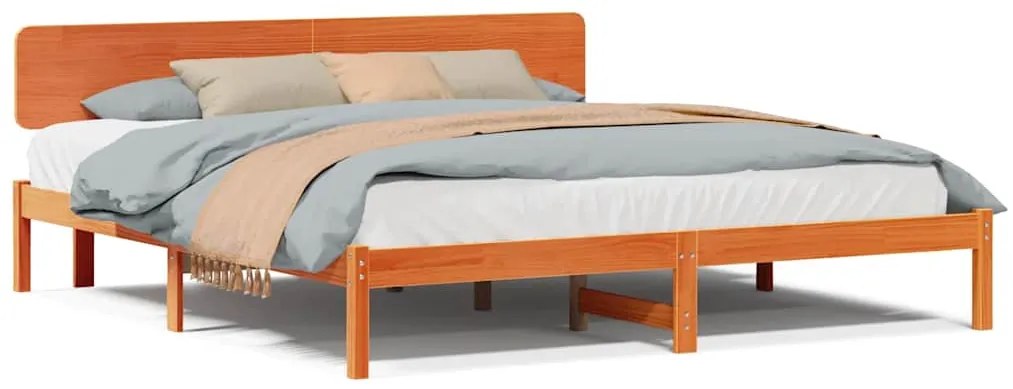 vidaXL Σκελετός Κρεβατιού Κερωτό καφέ 180 x 200 cm Μασίφ ξύλο πεύκου