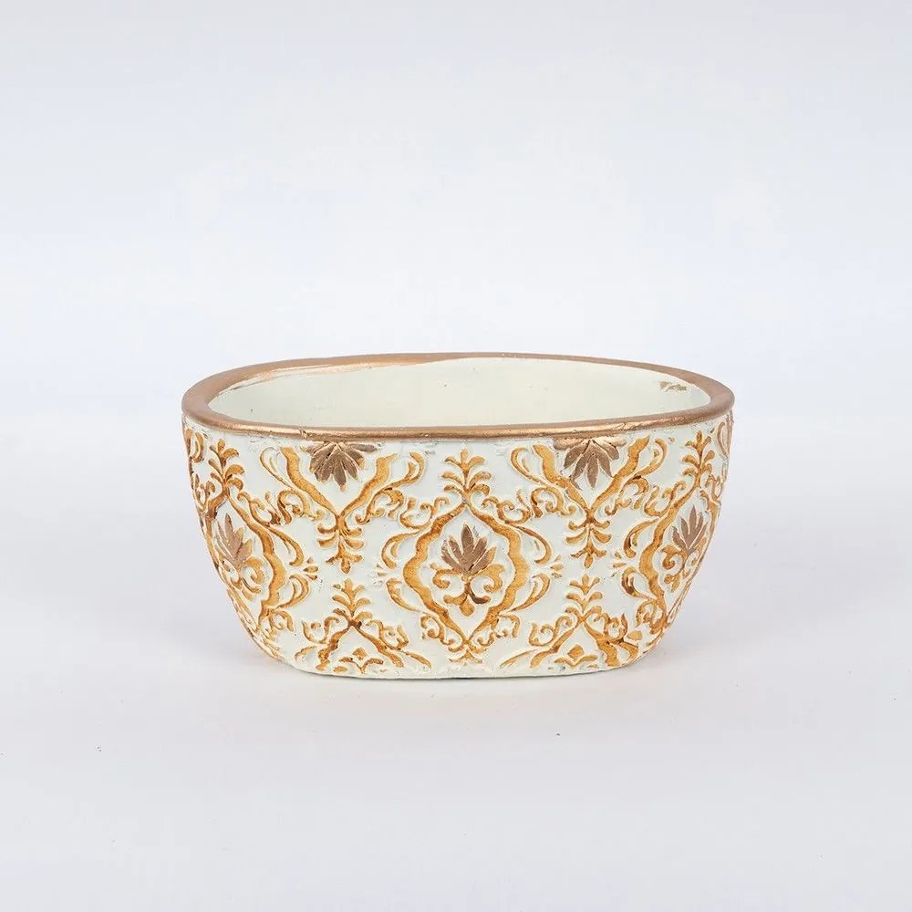 Κασπώ Τσιμεντένιο 752-18052 22x13x11cm Creame-Gold Estheti Home Τσιμέντο