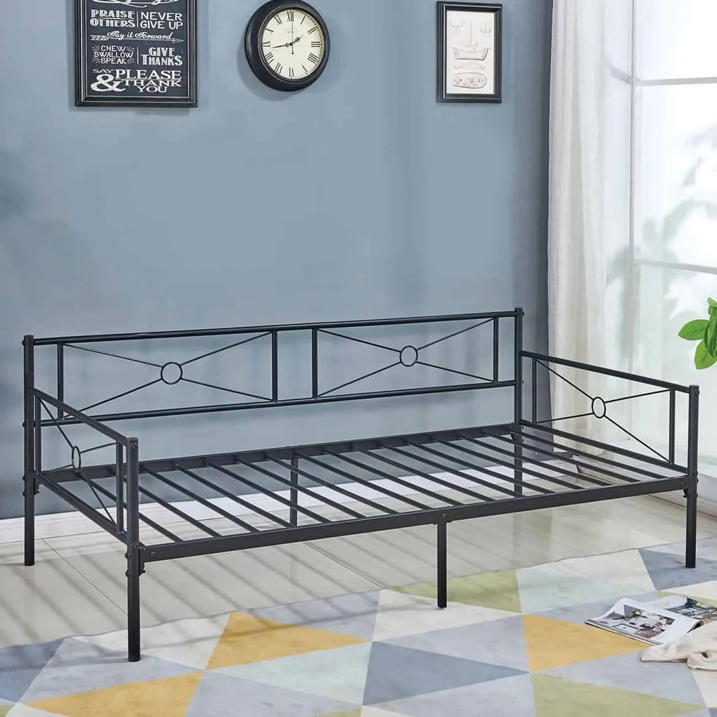 QUEEN Daybed Κρεβάτι Μέταλλο Βαφή Μαύρο   1τμχ