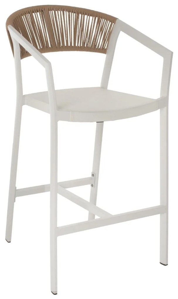 ΣΚΑΜΠΟ ΑΛΟΥΜΙΝΙΟΥ ΛΕΥΚΟ ΜΕ ΜΠΡΑΤΣΑ RATTAN &amp; TEXTLINE 56x58x105Yεκ. 56x58x105 εκ.