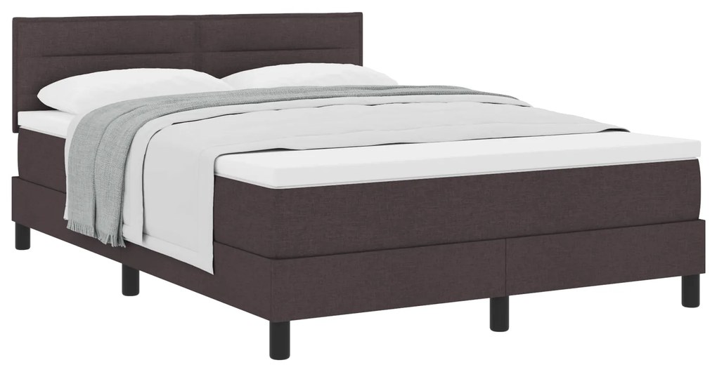 vidaXL Κρεβάτι Box Spring με Στρώμα Σκούρο Καφέ 140x200 εκ. Ύφασμα