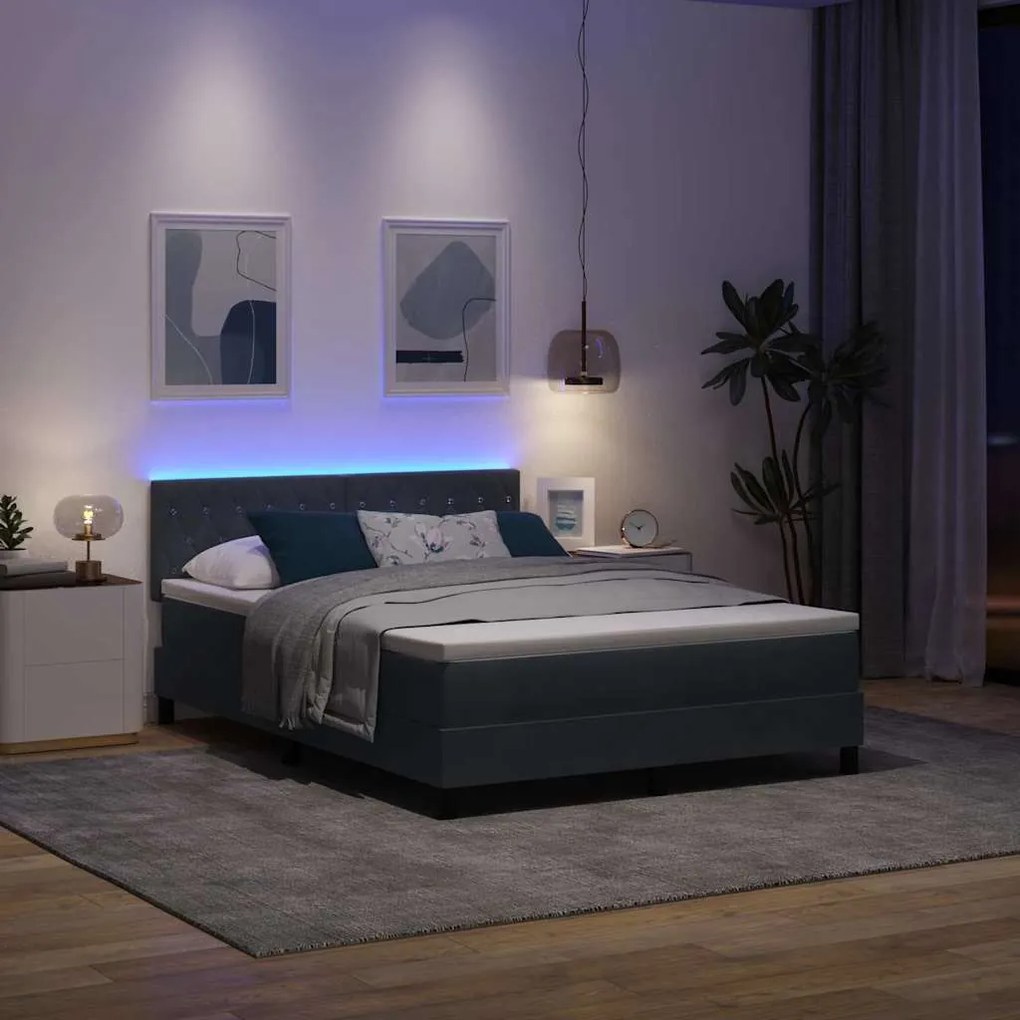vidaXL Κρεβάτι με ελατήρια Σκούρο γκρι 140 x 200 cm Βελούδο