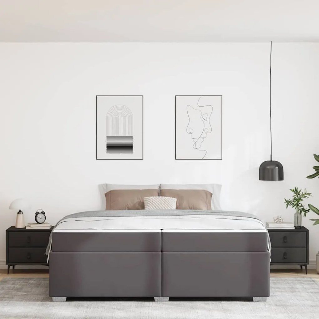 vidaXL Σκελετός Κρεβατιού Γκρι 200 x 200 cm Τεχνητό δέρμα