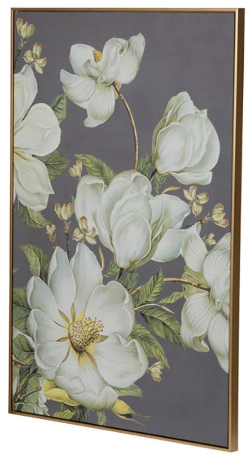 Artekko Flower Πίνακας MDF/Ύφασμα Μπεζ Γκρι/Λευκό (80x3.5x120)cm - 44702