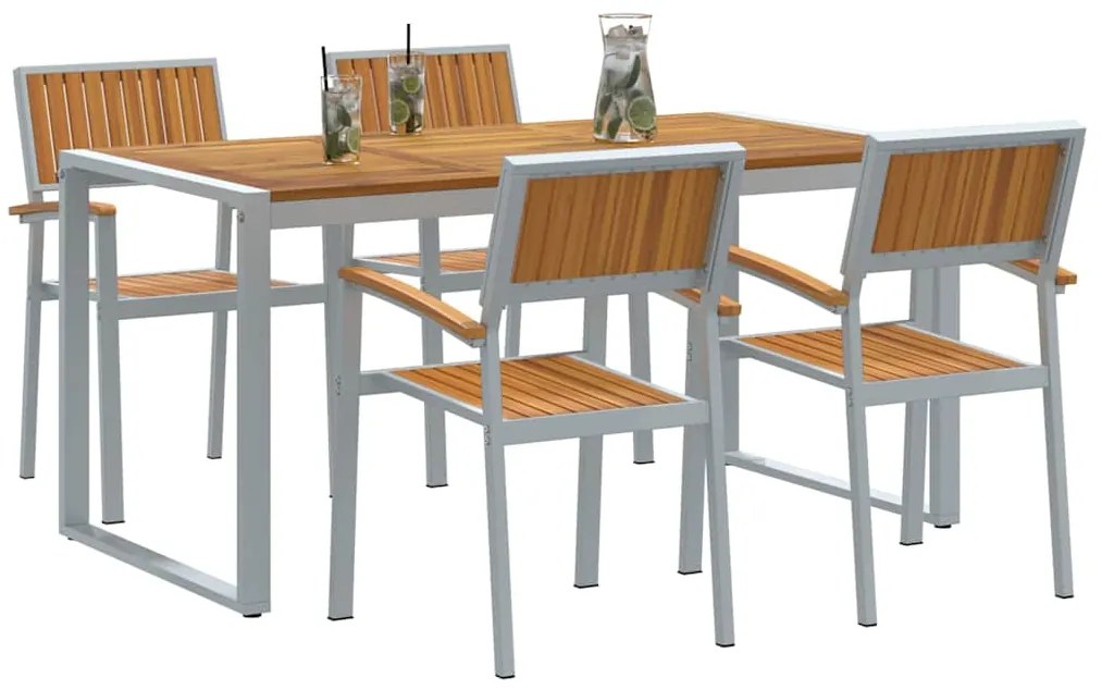 vidaXL Σέτ φαγητού για κήπο 5 pcs Γκρι και καφέ 160 x 80 x 75 cm