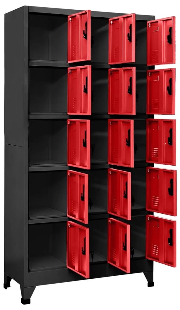 vidaXL Φοριαμός Ανθρακί και Κόκκινο 90 x 40 x 180 εκ. Ατσάλινος