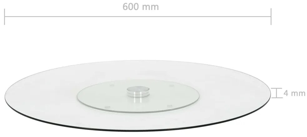 vidaXL Πιατέλα Σερβιρίσματος Περιστρεφόμ. Διαφανής 60 εκ. Ψημένο Γυαλί