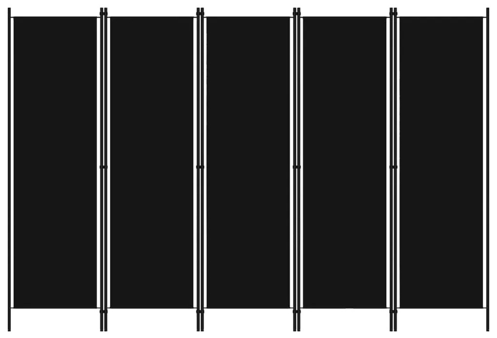 vidaXL Διαχωριστικό Δωματίου με 5 Πάνελ Μαύρο 250 x 180 εκ.
