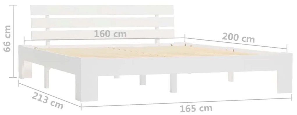 Πλαίσιο Κρεβατιού Λευκό 160 x 200 εκ. από Μασίφ Ξύλο Πεύκου - Λευκό