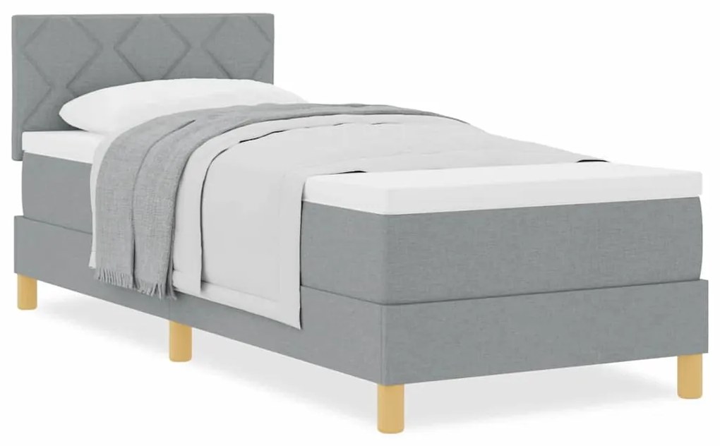 vidaXL Κρεβάτι box spring με στρώμα Ανοιχτό γκρι 80 x 200 cm ύφασμα