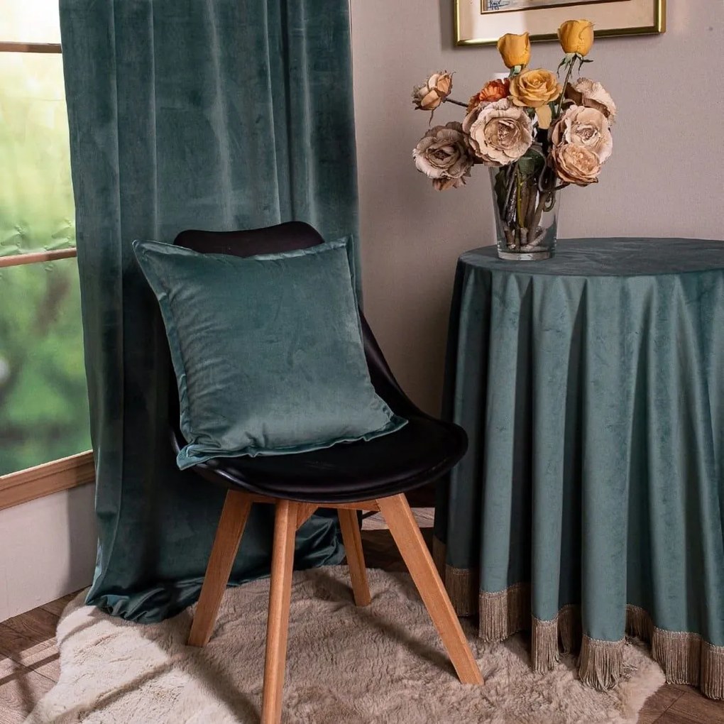 Μαξιλάρι Διακοσμητικό (Με Γέμιση) Velvet 15 Pine Green Teoran 45X45 Βαμβάκι-Ακρυλικό