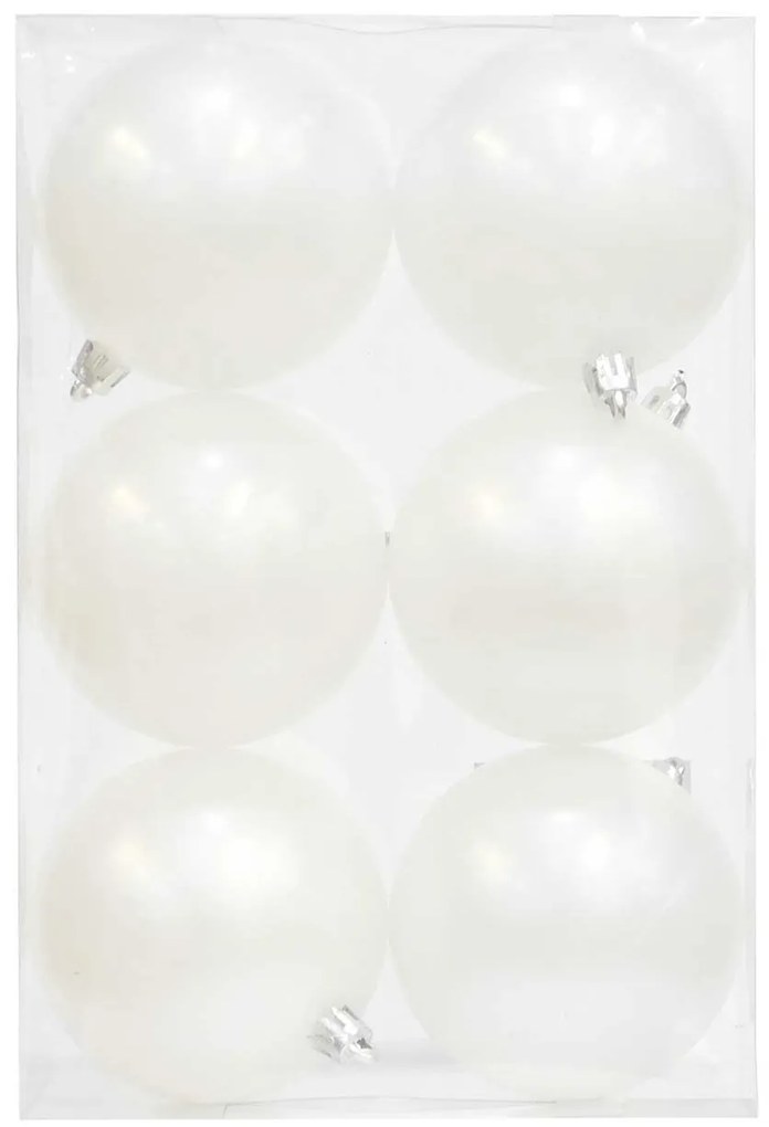 Σετ 6 τεμ. Χριστουγεννιάτικες Μπάλες Άσπρο Ματ Περλέ 6cm 232636