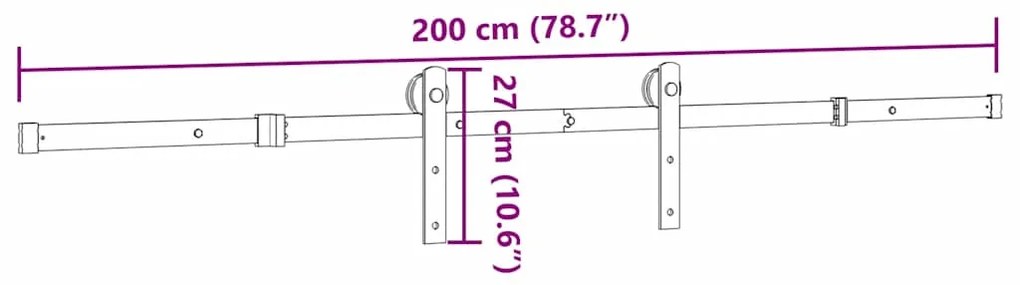 Μηχανισμός Συρόμενης Μεσόπορτας Μαύρος 200 εκ. Ατσάλινος