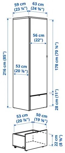 VISTHUS ντουλάπα, 63x59x216 cm 704.934.47