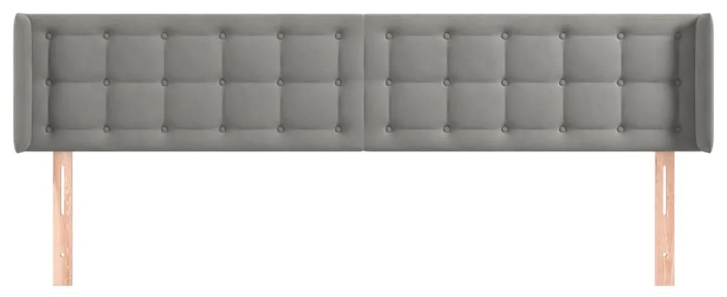 Κεφαλάρι με Πτερύγια Ανοιχτό Γκρι 163x16x78/88 εκ. Βελούδινο 3119256