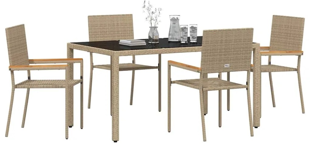 vidaXL Σέτ φαγητού για κήπο 5 pcs Μπεζ 150 x 90 x 75 cm