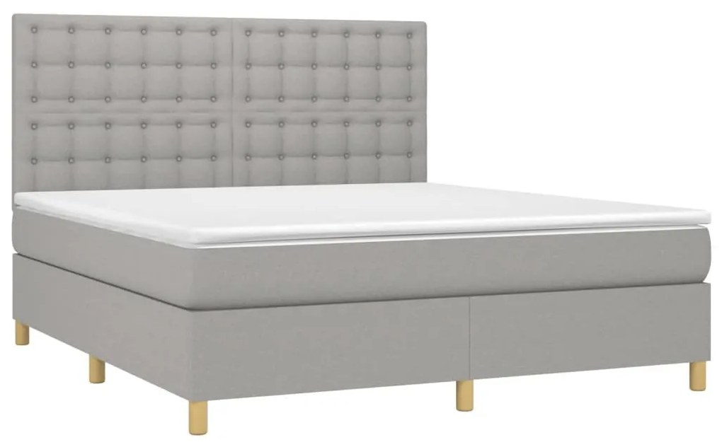 Κρεβάτι Boxspring με Στρώμα Ανοιχτό Γκρι 180x200 εκ. Υφασμάτινο - Γκρι