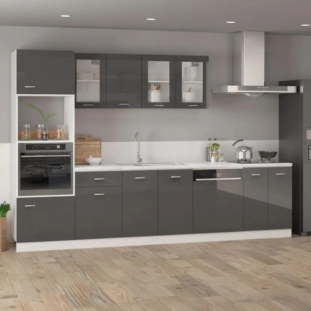 vidaXL Ντουλάπι Κρεμαστό με Τζάμι Γυαλ. Γκρι 40x31x60 εκ. Μοριοσανίδα