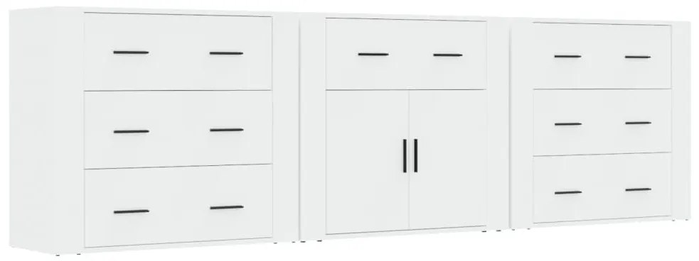 vidaXL Ντουλάπι 3 τεμ. Λευκό Επεξεργασμένο Ξύλο