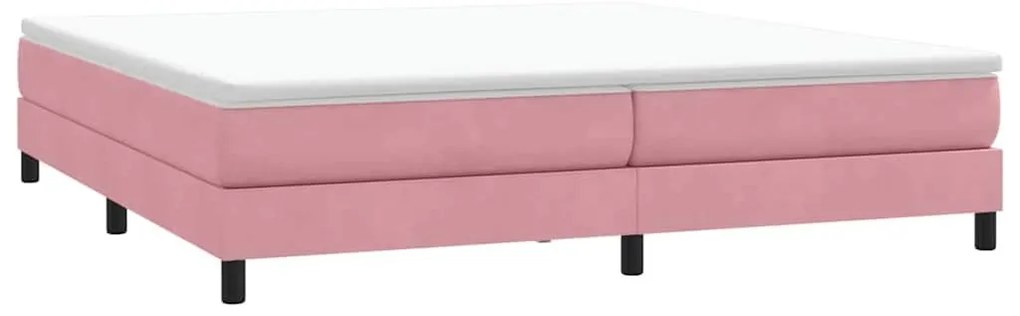 Box Spring κρεβάτι με στρώμα ροζ 180x220 cm Βελούδινο - Ροζ