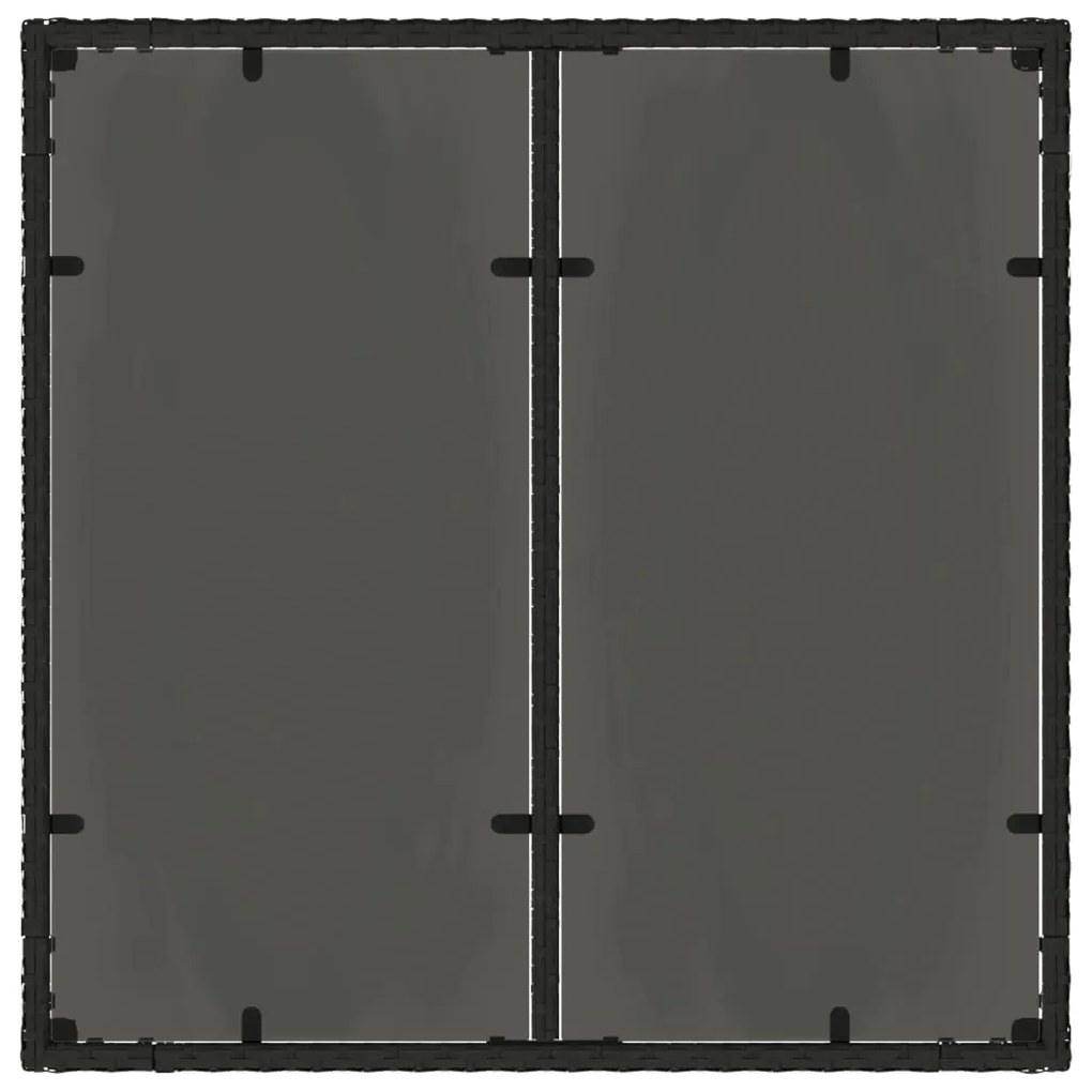 vidaXL Τραπέζι Κήπου με Γυάλινη Επιφάνεια Μαύρο 90x90x75 εκ Συνθ Ρατάν